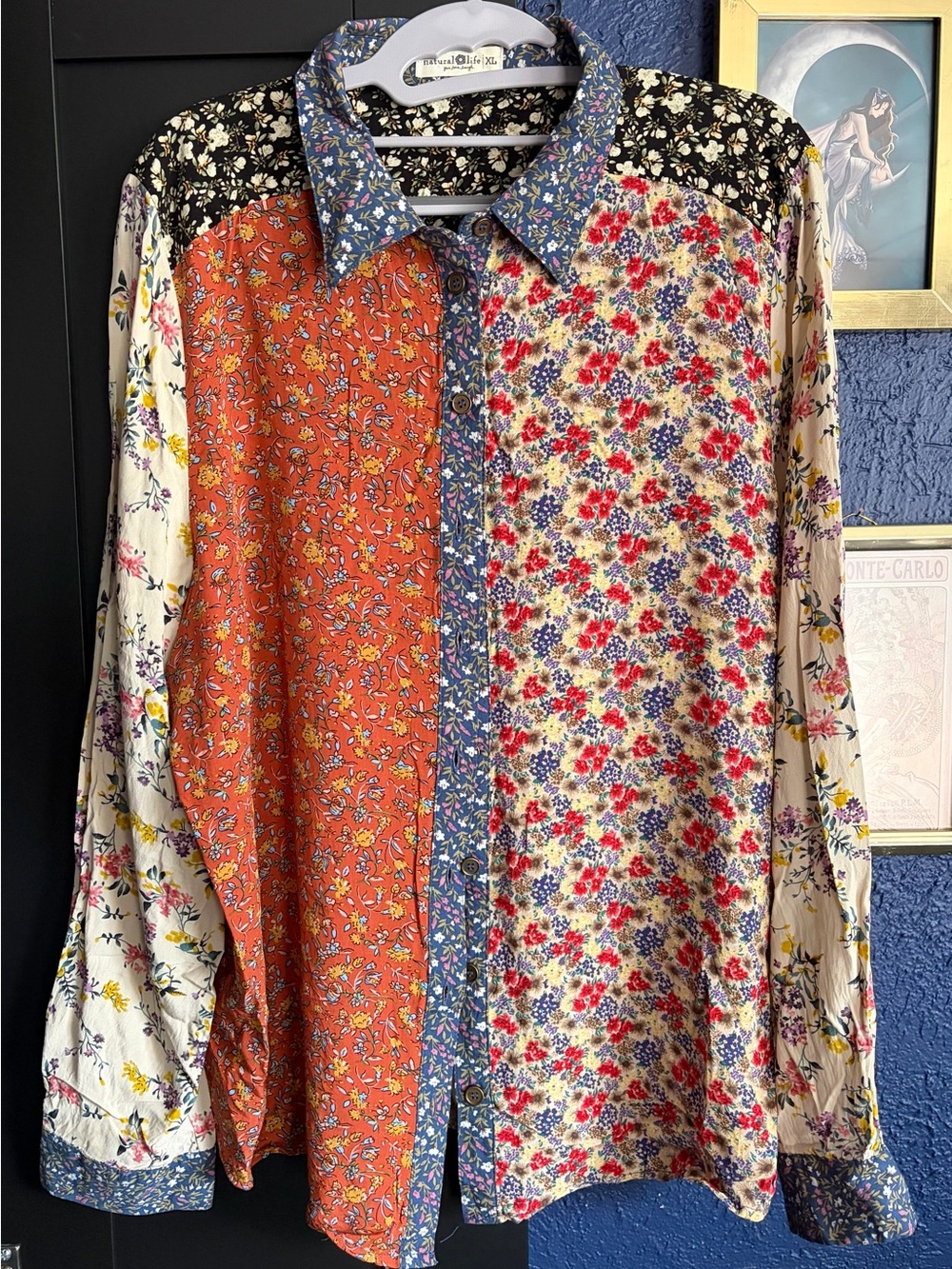 Natural Life Patchwork Floral Button-Up
